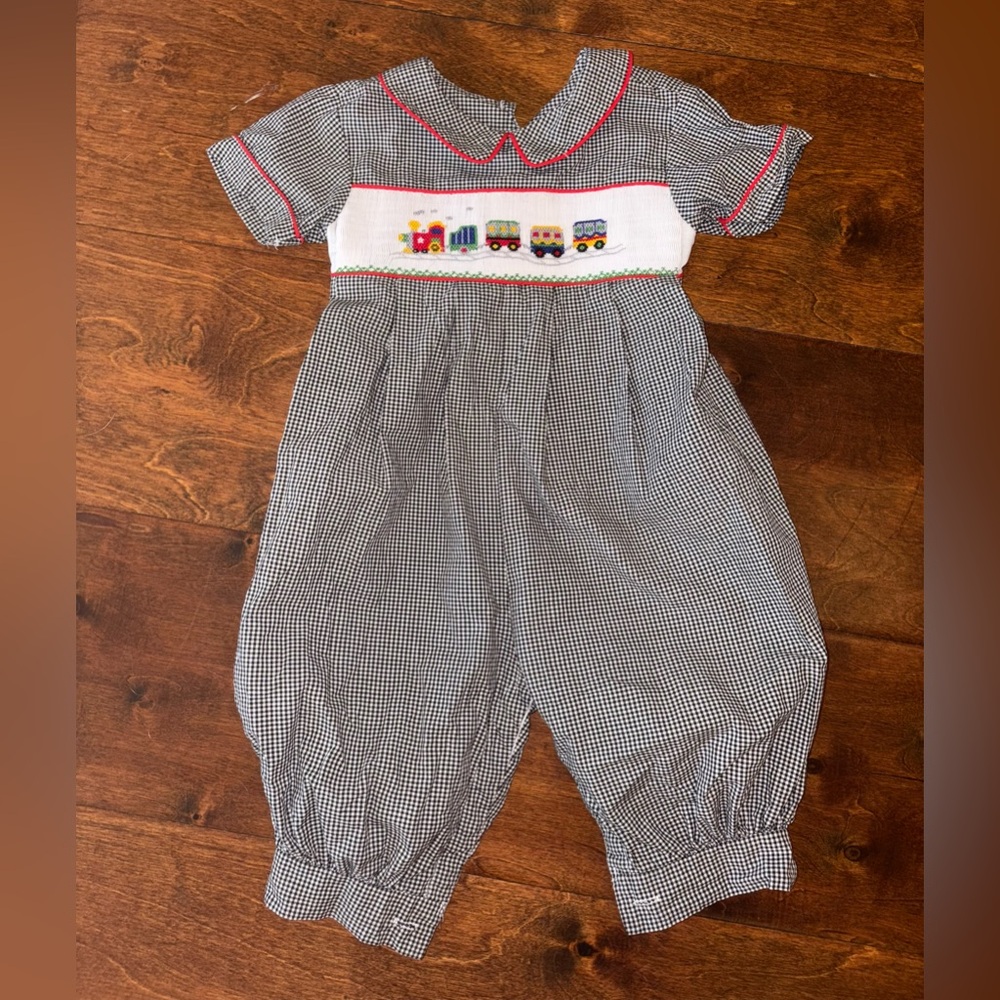 Gingham Smocked Bubble Romper